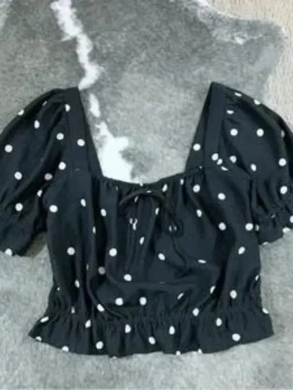 Polka Dot Puff Sleeve Top - Picture 3 of 5